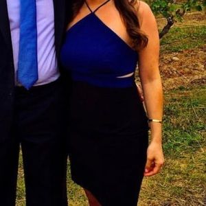 Aqua Navy & Black Cut Out Dress